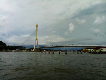 Bridge over river against sky