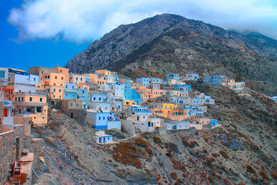 High angle view of townscape against sky