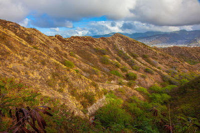 Scenic view of mountains against sky