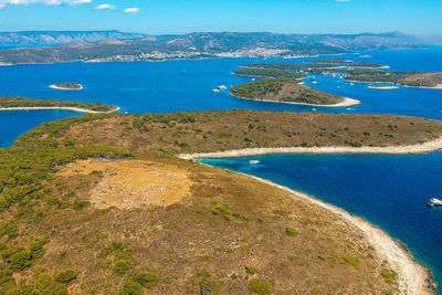 Aerial view of palinski otoci islands in hvar, adriatic sea in croatia