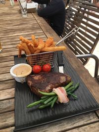 High angle view of vegetables on table