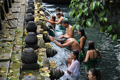 High angle view of people enjoying at water