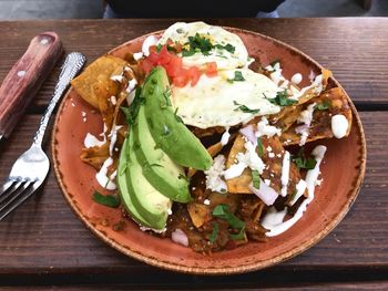 Close-up of breakfast served on table
