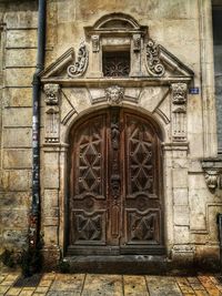 Closed door of historic building