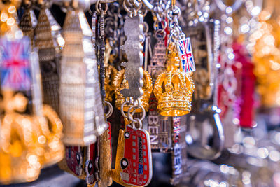 Souvenirs of london hanging at the gift store.