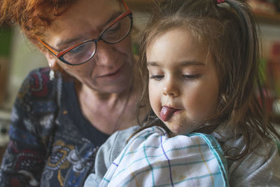 Portrait of mother with daughter