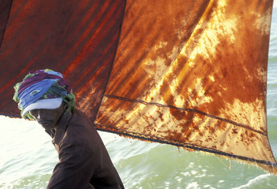 Fishermen fishing in sea