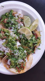 High angle view of meal served in plate