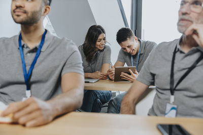 People sitting on table