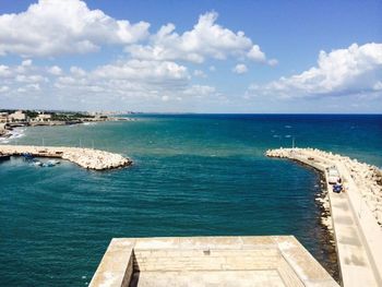 Scenic view of sea against cloudy sky