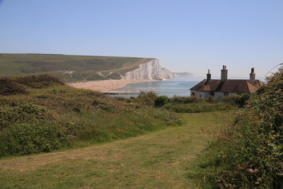 Scenic view of seven sisters white cliffs