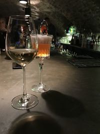 Close-up of wine glass on table in restaurant