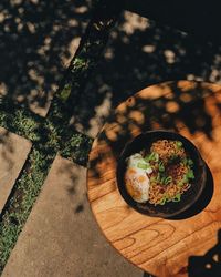 High angle view of food on table