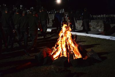 Bonfire at night during winter
