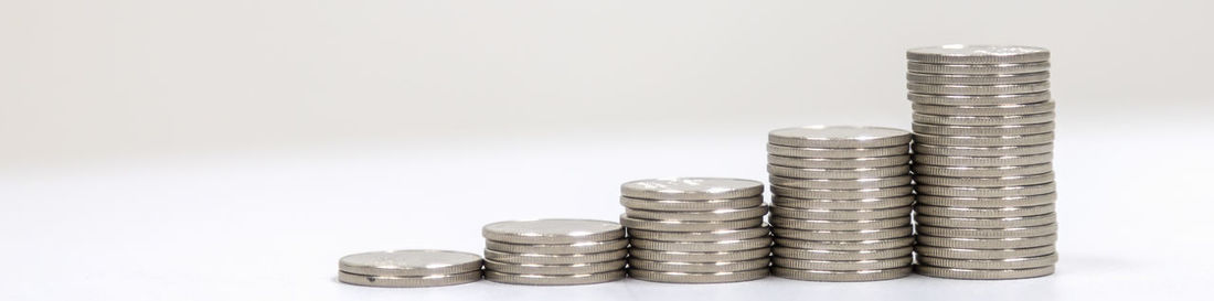 Close-up of stack of coins