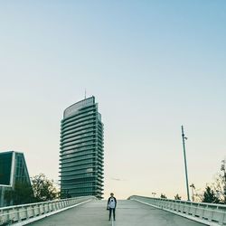 View of buildings against clear sky