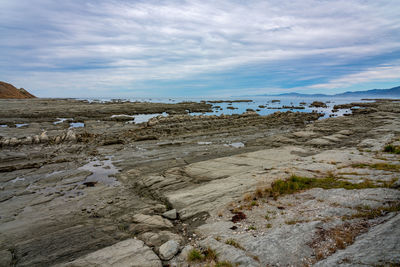 Scenic view of beach against sky