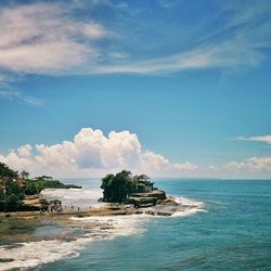 Scenic view of sea against cloudy sky