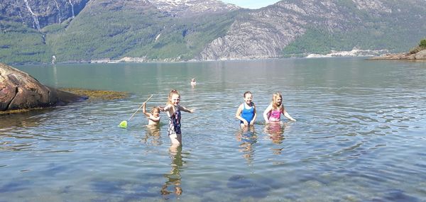 People enjoying in lake