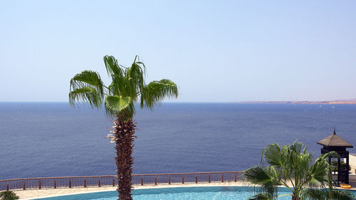 Scenic view of sea against clear sky
