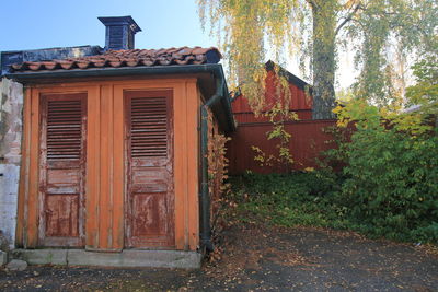 Closed door of old building