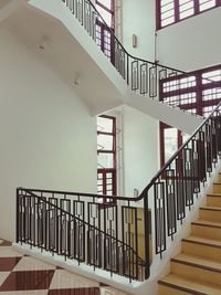 Low angle view of spiral staircase of building