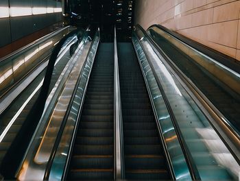 High angle view of escalator at airport