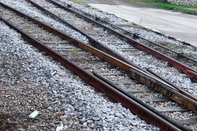 High angle view of railroad tracks