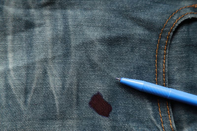 High angle view of pen on table