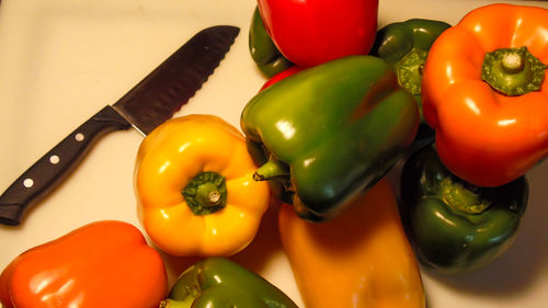 Close-up of colored peppers