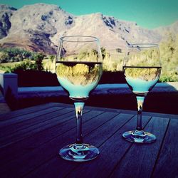 Close-up of wine glass on table