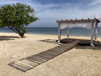 Scenic view of beach against sky