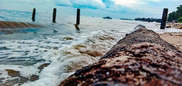 Surface level of sandy beach