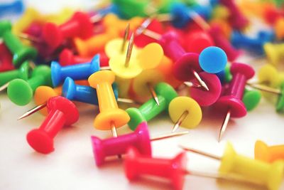 Close-up of colorful candies on table