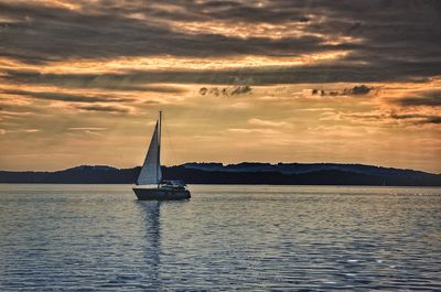 Sailboat sailing on sea