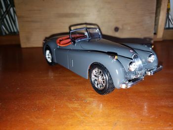 High angle view of toy car on road