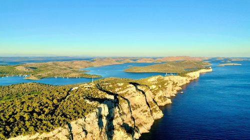 Scenic view of sea against clear sky