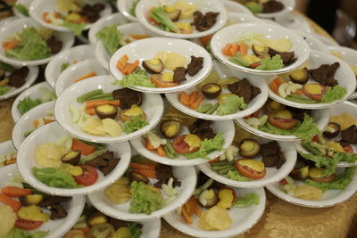 High angle view of food on table