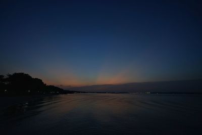 Scenic view of sea against clear sky at sunset