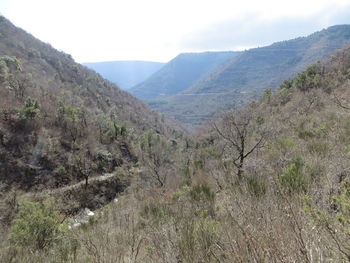 Scenic view of mountains against sky
