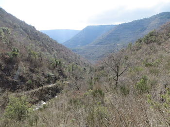 Scenic view of mountains against sky