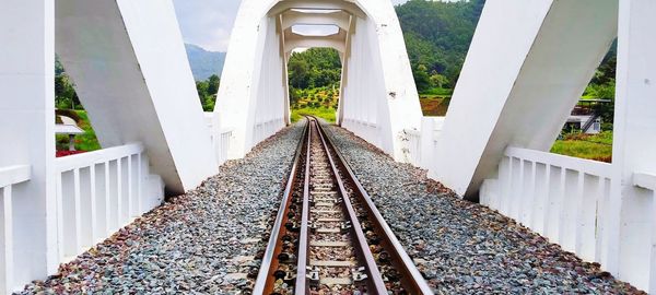 Low angle view of railroad tracks