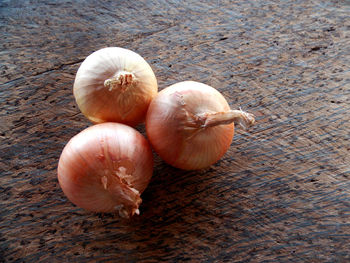 High angle view of eggs on table