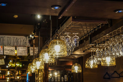 Illuminated lanterns at night