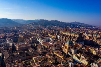 High angle view of buildings in city