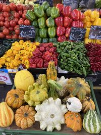 High angle view of vegetables for sale at market stall