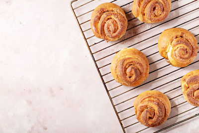 High angle view of cookies