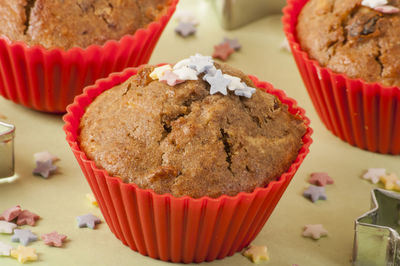 Close-up of muffins on table