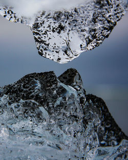 Closeup of melting ice at diamond beach, jökulsárlón, iceland.