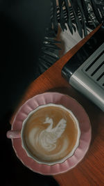 High angle view of coffee on table